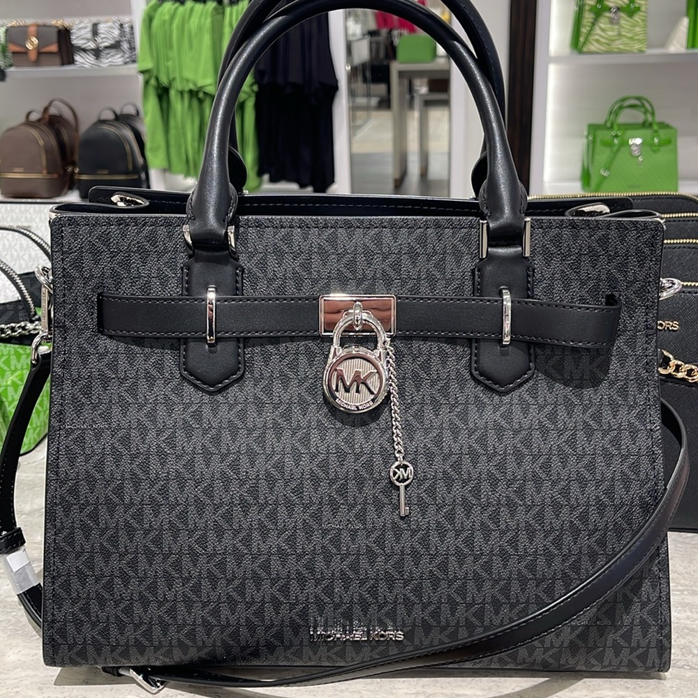 Michael Kors Hamilton Medium Signature Logo Satchel
Black 
NWT - Picture 2 of 16